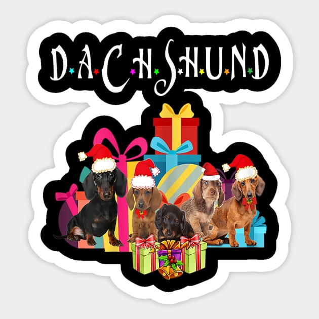 Dachshund Dog Christmas Santa Hat Men Women Kids Gifts Sticker by Barnard
